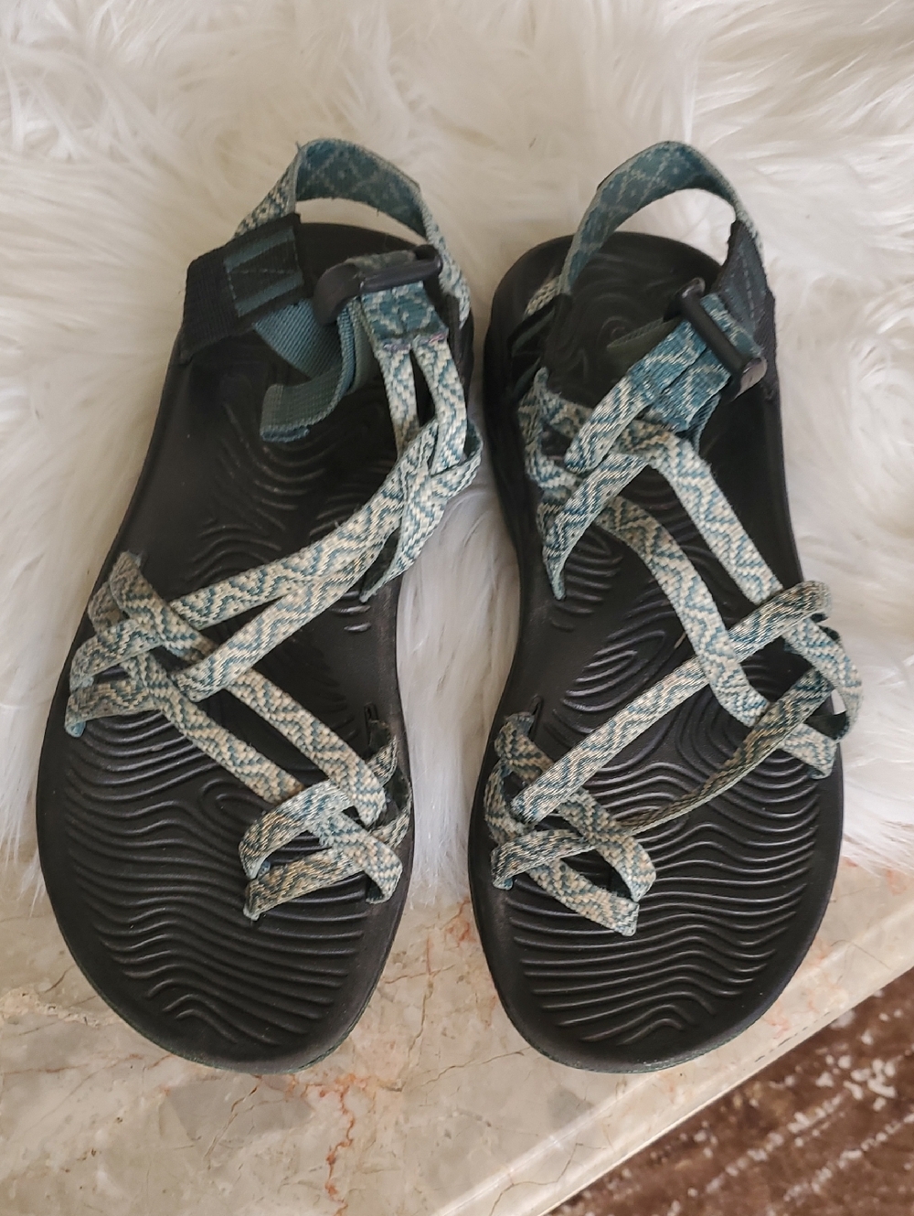Chaco Women's Strappy Sandals in Teal and Black - Picture 1 of 7